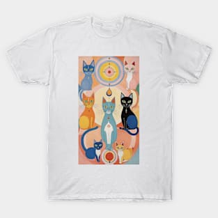 Hilma af Klint's Feline Dreamscape: Abstract Whimsy T-Shirt